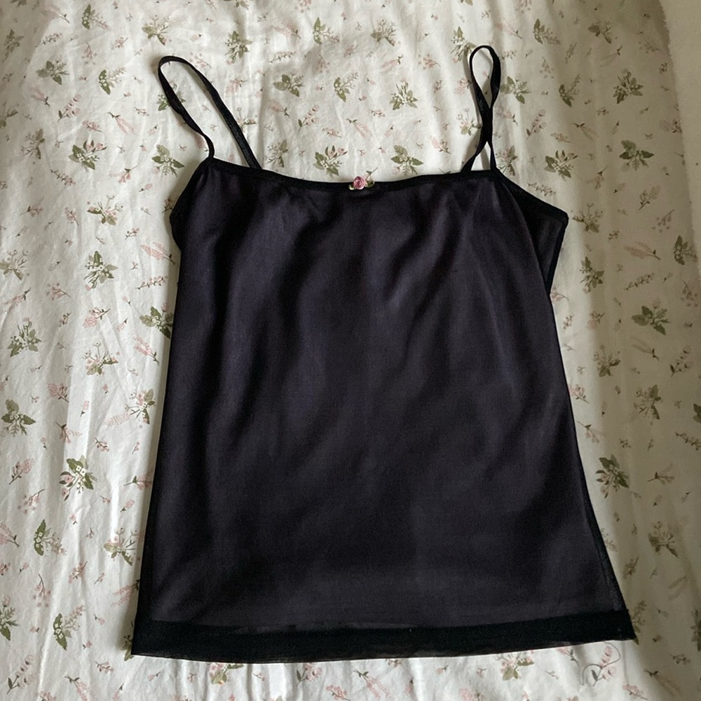Women/Girls tank top. Size 2-4 or S/M, Black/Purple with Rose